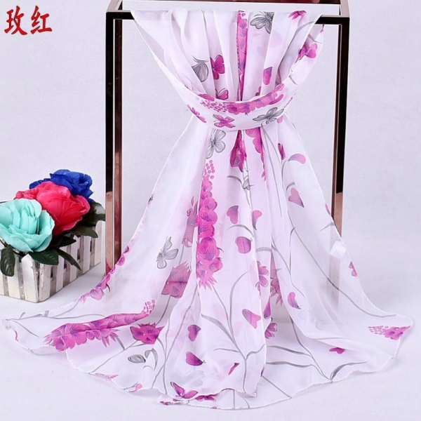 Butterflies Flowers Fashion Ladies Scarves Chiffon Scarf Womens Shawls X399