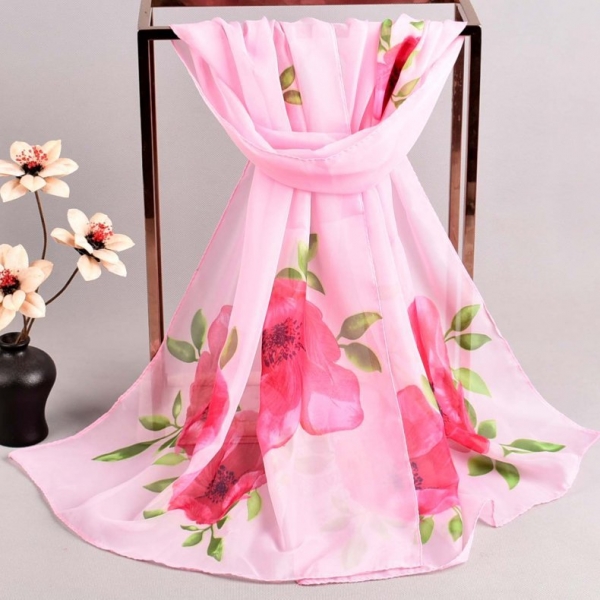 160 50cm Fashion Flowers Ladies Floral Scarves Chiffon Scarf Womens Shawls X454