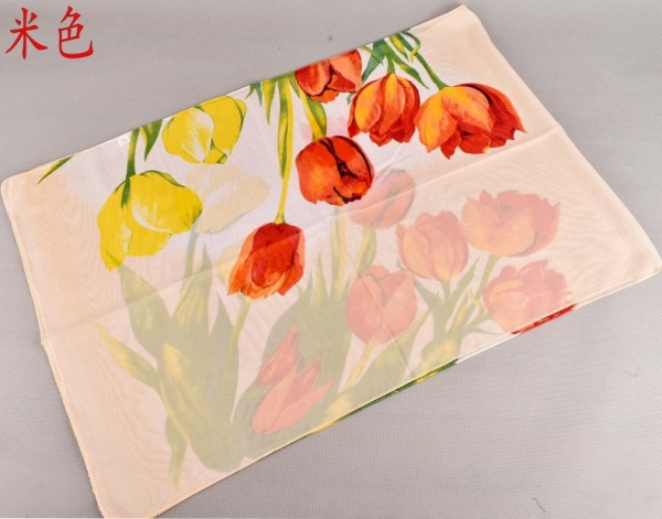Large Tulip Flowers Fashion Floral Scarves Chiffon Scarf Womens Shawls X401