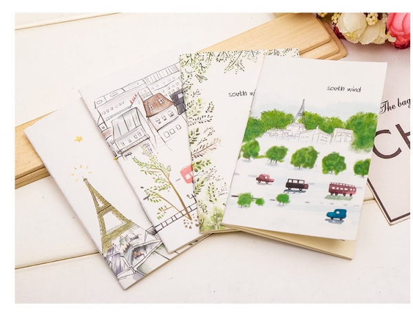 4pk Eiffel Tower And Girl Cute Mini Notebooks Small Notes Pad Pocket Memo Pads