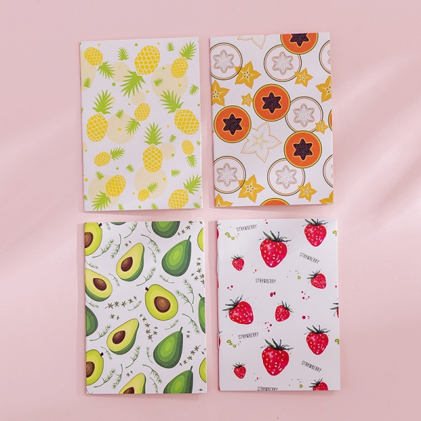 4pk Summer Fruits Pineapple Strawberry Avocado Cute Mini Notebooks Pocket Memo Pads