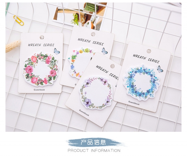 4pk Garden Flowers Circle Cute Floral Sticky Notes Pad Memo Index Page Markers