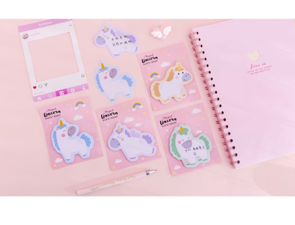 Cute Unicorns Sticky Notes Pad Novelty Bookmark Memo Index Tab Page Markers