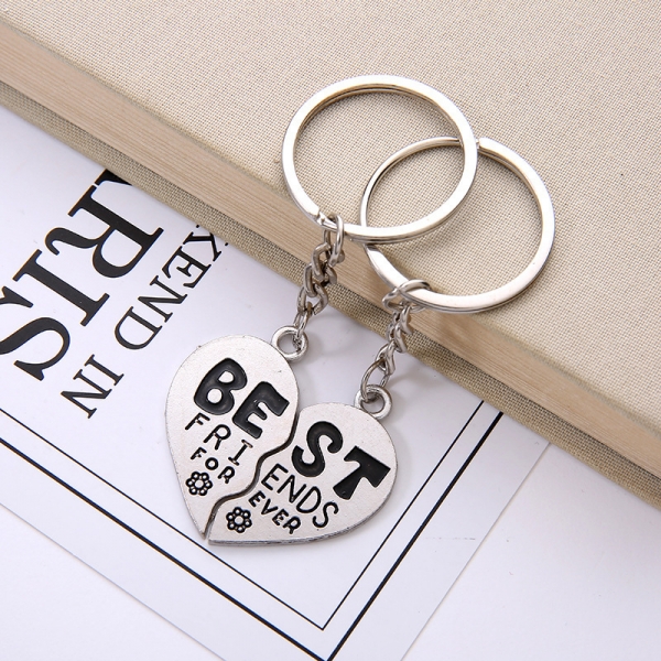 Best Friends Forever Silver Couple Keyrings Puzzle Metal Keyring Set A Pair