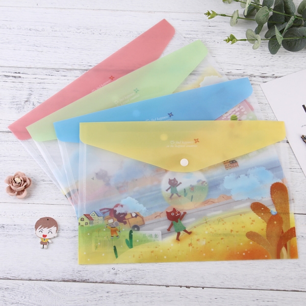 4pk Cats Countryside Holiday Fashion A4 Plastic Document Wallets File Folders