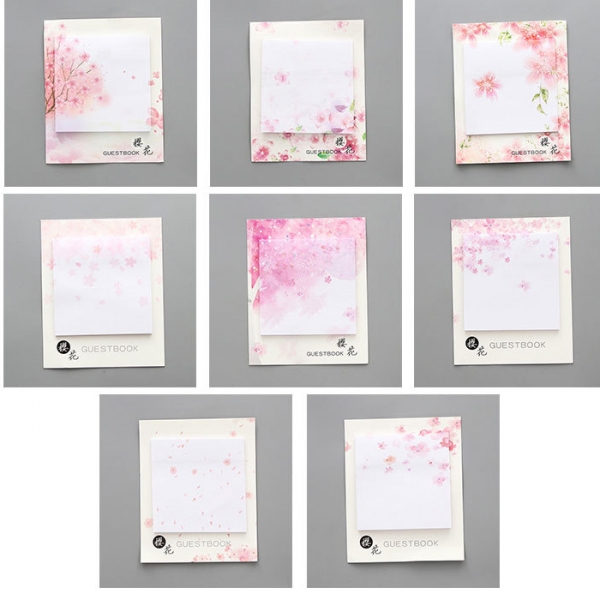 Cherry Blossom Pink Flowers Cute Sticky Notes Floral Sticky Note Pad