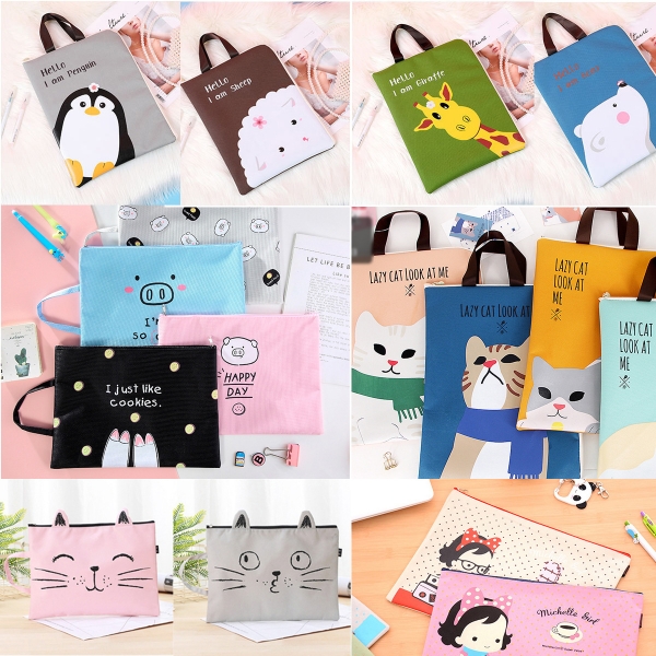 Adorable Cats Animals Fashion A4 Canvas Document Wallet File Folder