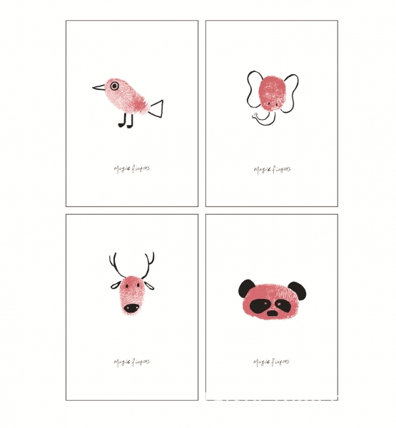 4pk Finger Print Animals Cute Mini Notebooks Small Notepads Notes Pad Pocket Memo Pads