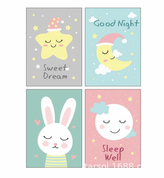 4pk Good Night Moon Star Sun Rabbit Cute Mini Notebooks Small Notepads Notes Pad Pocket Memo Pads