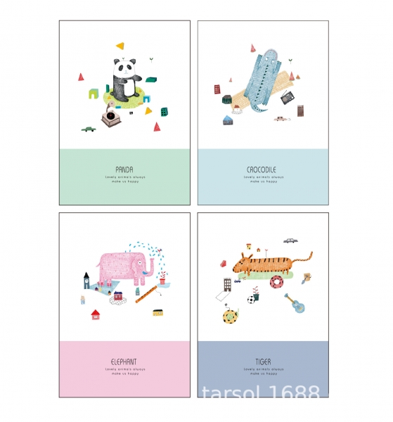 4pk Wild Animals Giant Panda Tiger Elephant Cute Mini Notebooks Pocket Memo Pads