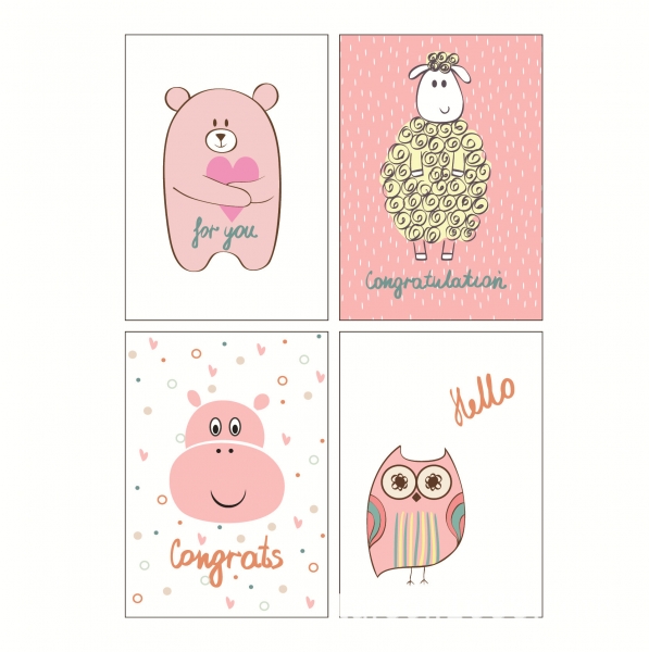 4pk Animals Owl Bear Hippo Sheep Cute Mini Notebooks Small Notepads Notes Pad Pocket Memo Pads