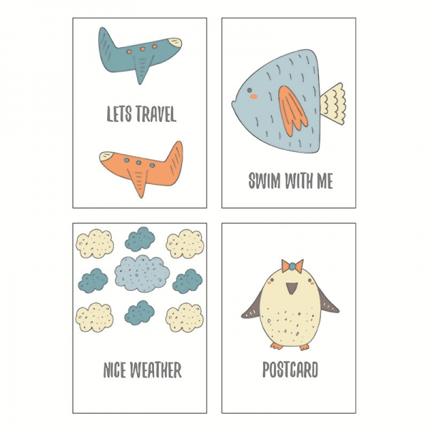 4pk Happy Holiday Travel Flight Tropical Fish Penguin Mini Notebooks Memo Pads
