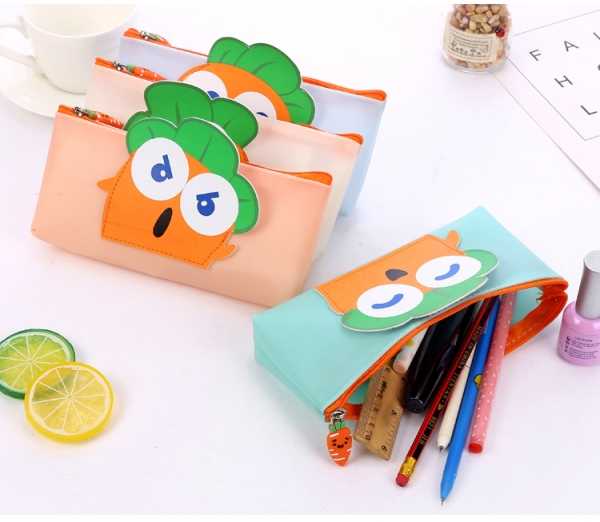 Emoji Carrot Vegetable Plant Pencil Cases Cosmetics Make Up Bags Pen Pouches