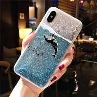 Whale Glitter Liquid Hard Phone Case Cover iPhone 6 6S 7 8 Plus X XR XS Max