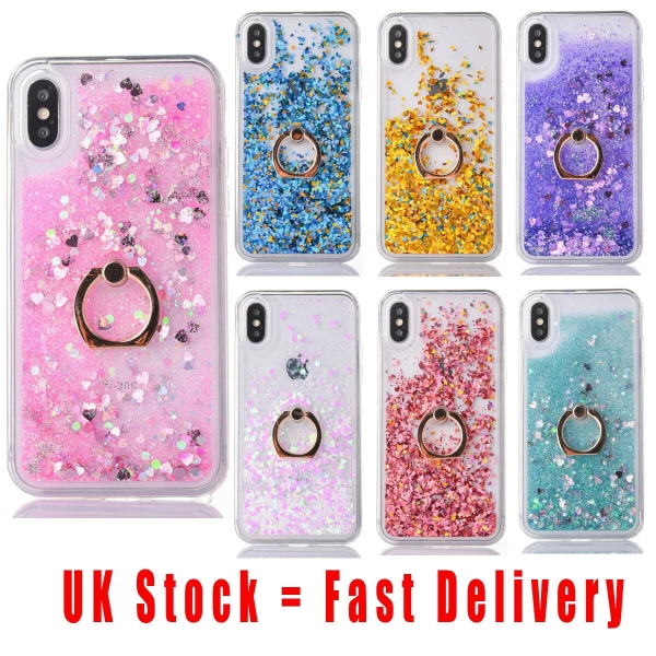 Diamond Stars Glitter Liquid Stand Ring Holder Hard Phone Case iPhone 6 6S 7 8 Plus X XR XS Max