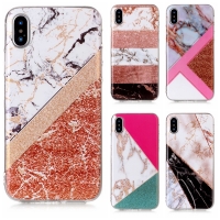 Glossy Back Granite Marble Effect Soft Phone Case Cover iPhone 6 6S 7 8 Plus X XR XS Max