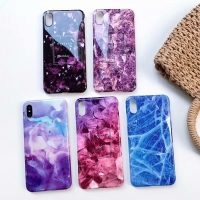 Glossy Back Granite Marble Effect Soft Phone Case Cover iPhone 6 6S 7 8 Plus X XR XS Max