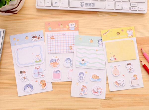 Kitten Cats Cute Sticky Notes Novelty Sticky Note Pad Bookmark Memo Index Tab Page Markers