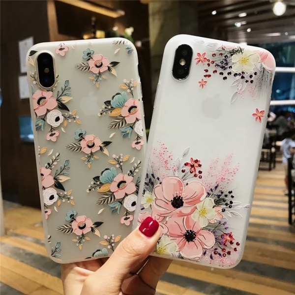 Flowers Floral Silicone Rubber Soft Phone Cover iPhone 6 6S 7 8 Plus X XR XS Max