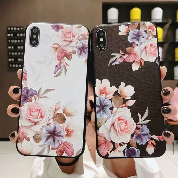 Flowers Floral Silicone Rubber Soft Phone Cover iPhone 6 6S 7 8 Plus X XR XS Max
