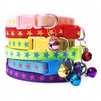 Little Stars Adjustable Kitten Cat Collar With Bell And Snap Buckle
