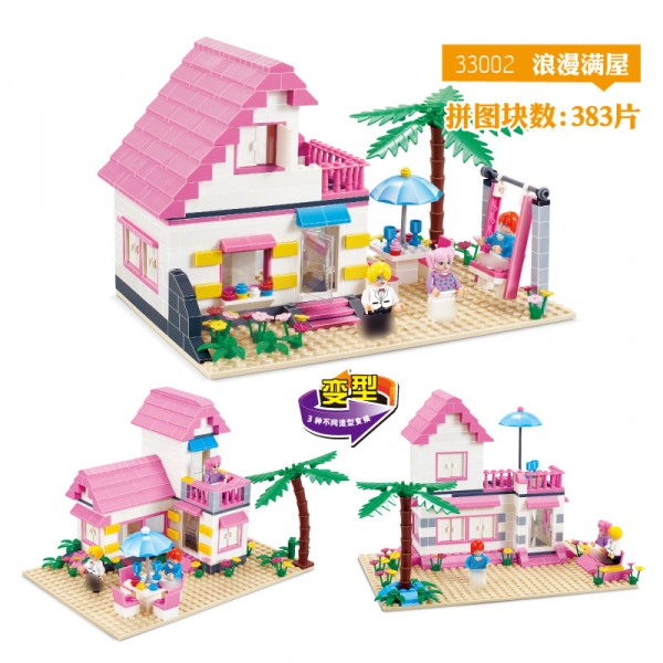 Pink Luxury Home Large Family House Building Bricks Toys Construction Blocks Kits