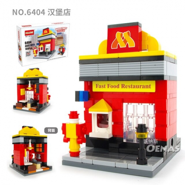 Fast Food Restaurant Town Centre Shops High Street Building Bricks Toy Construction Blocks