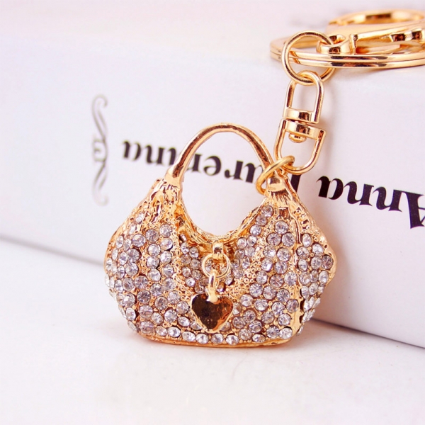 Elegant Handbag Shape Crystal Diamante Bag Charms Handbag Keyrings Pendant