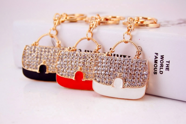 Classic Handbag Shape Crystal Diamante Bag Charms Handbag Keyrings Pendant