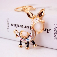 White Donkey Animal Design Crystal Diamante Rhinestone Bag Charm Handbag Keyring