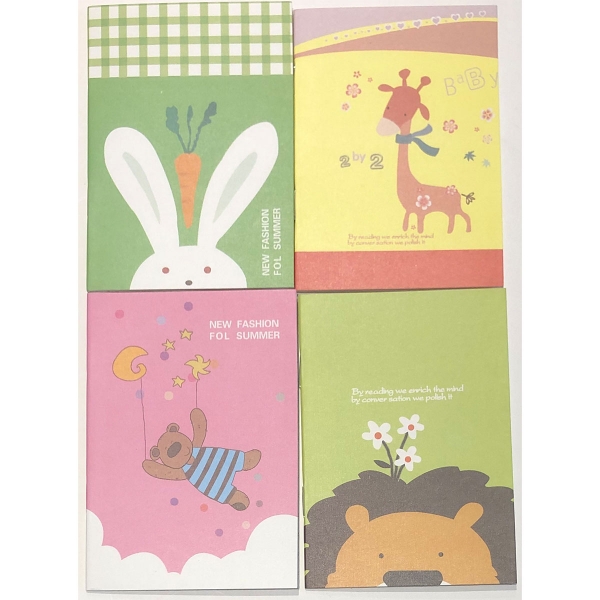 4pk Safari Animals Lion Giraffe Bear Rabbit Cute Mini Notebooks Pocket Memo Pads