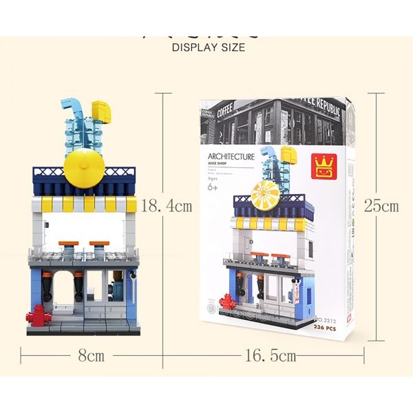 Juice Shop Drink Restaurant Building Bricks Construction Blocks Toy Set