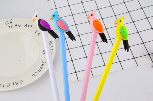 4-12pc Cute Parrots Birds Ballpoint Gel Pens Funky Kids Party Gift Bag Fillers