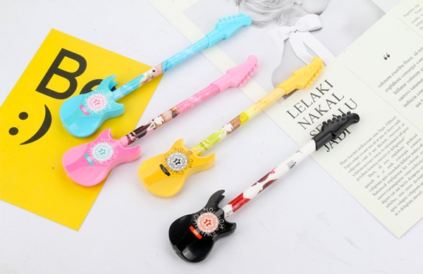 4-12pc Electric Guitar Ballpoint Gel Pens Cute Funky Kids Party Gift Bag Fillers