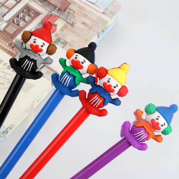 4-12pc Cute Circus Clown Ballpoint Gel Pens Funky Kids Party Gift Bag Fillers