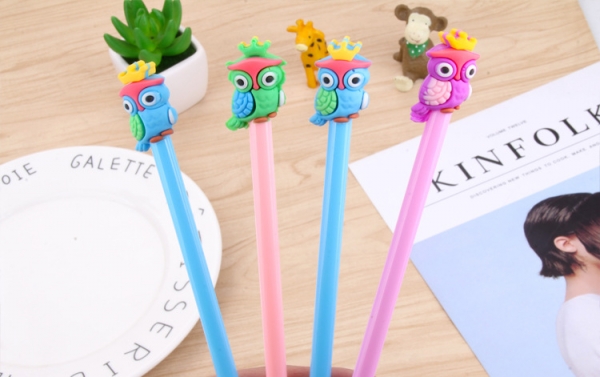 4-12pc Cute Owls Wild Birds Ballpoint Gel Pens Funky Kids Party Gift Bag Fillers