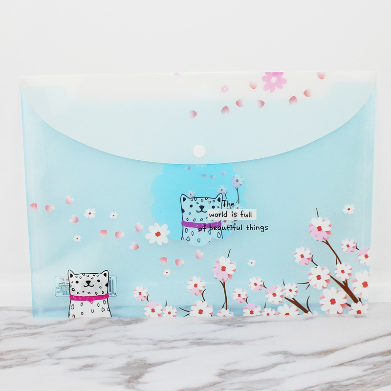4pk Pink Cherry Blossoms Cats Fashion A4 Plastic Document Wallets File Folders 