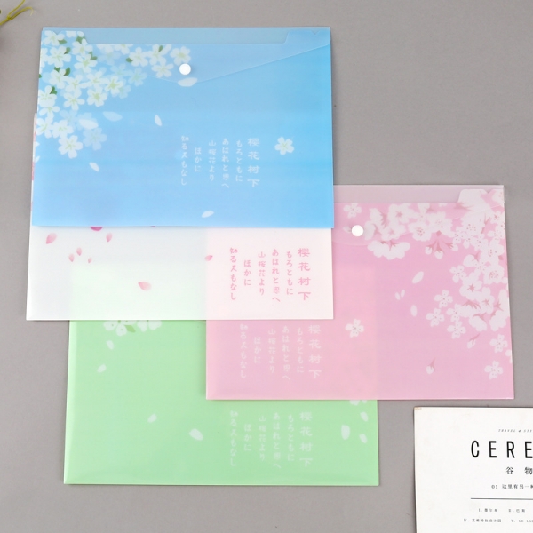 4pk Pink Cherry Blossom Flower Japanese Fashion A4 Document Wallets File Folders