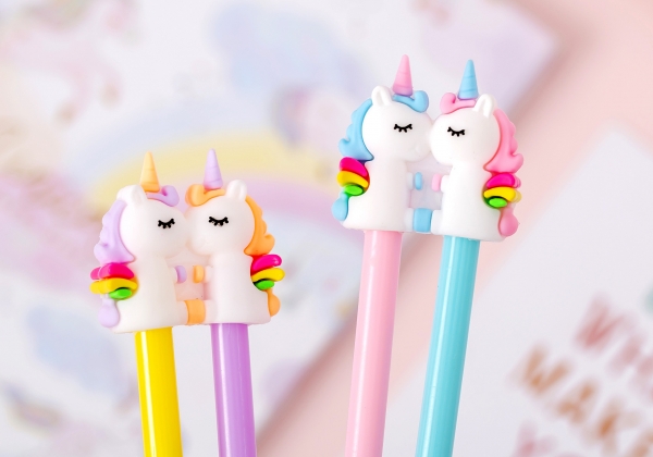 4-24pc Rainbow Unicorn Ballpoint Gel Pens Cute Funky Kids Party Gift Bag Fillers