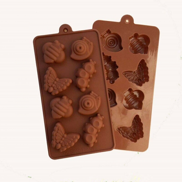 8 Butterfly Bee Snail Caterpillar Silicone Mould Chocolate Jelly Ice Cube Mold
