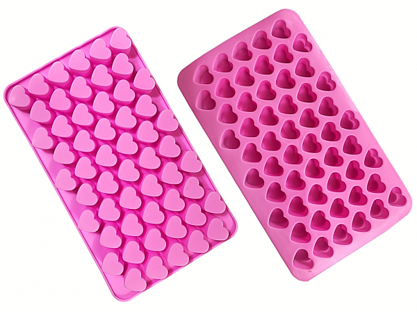 55 Pink Mini Love Hearts Silicone Mould Chocolate Fondant Jelly Ice Cube Mold