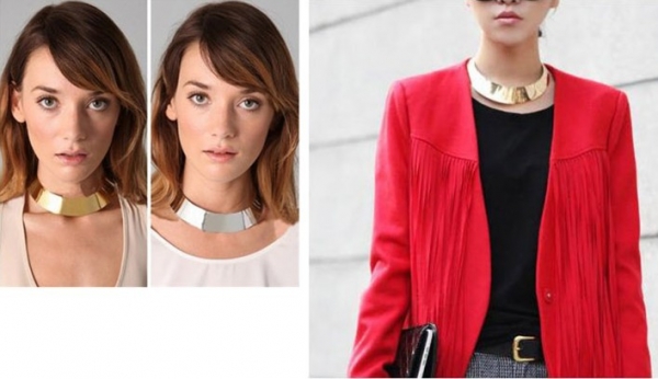 Gold Silver Stainless Steel Metal Necklace Choker Collar Fashion Women Jewellery