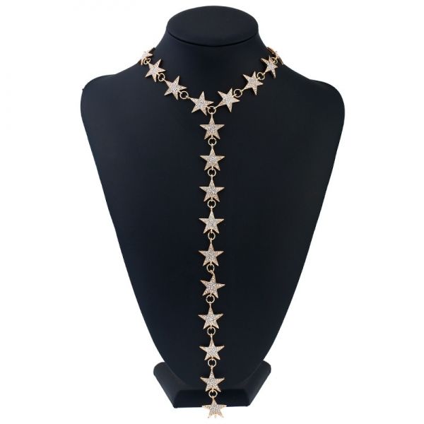 Silver Gold Stars Crystal Diamante Fashion Collar Necklace Choker Statement