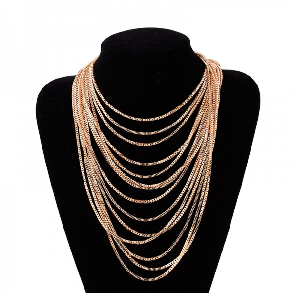 Multi Layers Gold Chain Necklace Collar Statement Fashion Women Jewellery