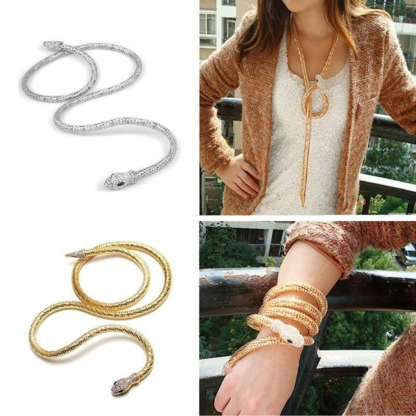 Gold Silver Snake Pendant Necklace Collar Statement Chain Fashion Jewellery