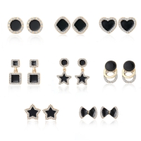 Black Rhinestone Crystal Diamantes Earrings Womens Girls Costume Jewellery Gift