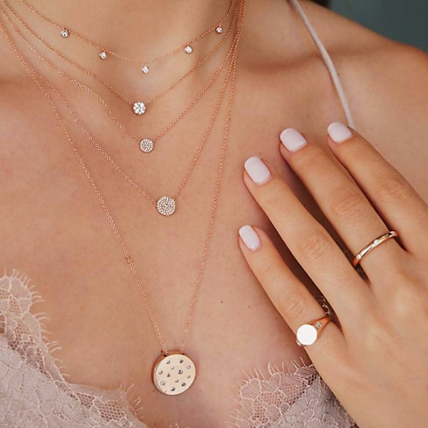 Diamante Multilayer Stainless Steel Puzzle Pendant Couple Necklace Set Lovers Gift