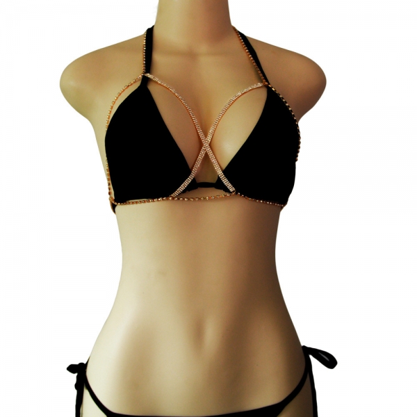 Multilayer Bikini Body Chain Stainless Steel Puzzle Pendant Couple Necklace Set Lovers Gift