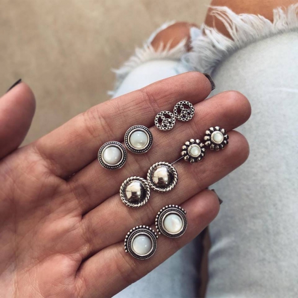 Bohemia Style Set  Pearls Earrings