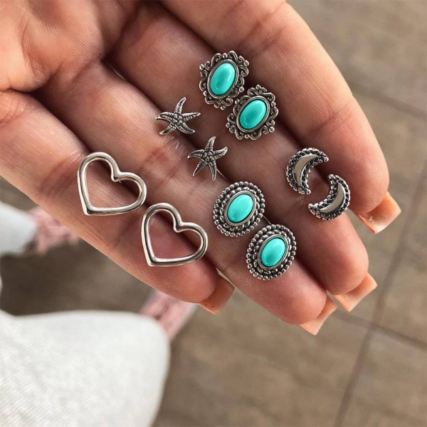 Bohemia Style Set Turquoise Earrings